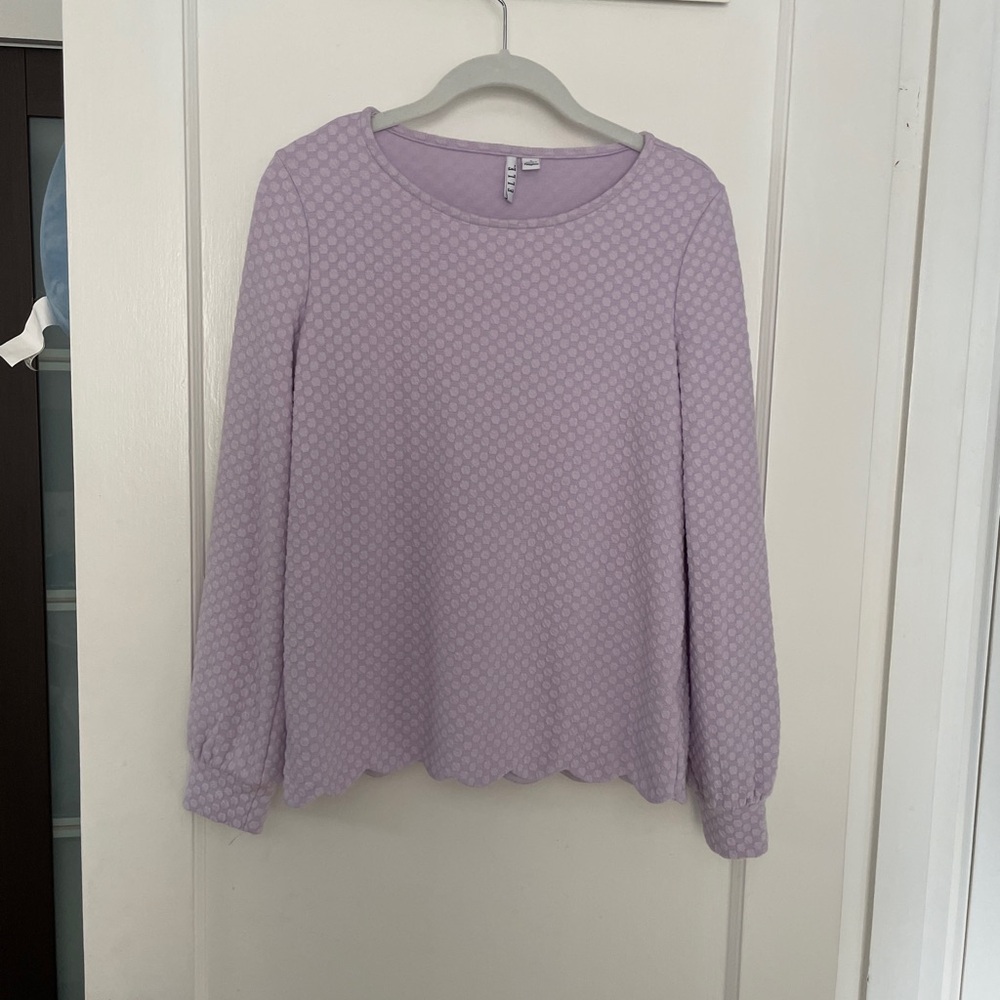 Elle Purple Textured Dot Women's Top S
